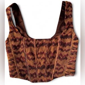 Zara Brown Tulle Corset Bustier Top – Size Small – Worn Once